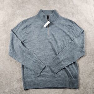 J. Crew Gray Merino Wool Blend 1/4 Zip Pullover Sweater Mens Size M
